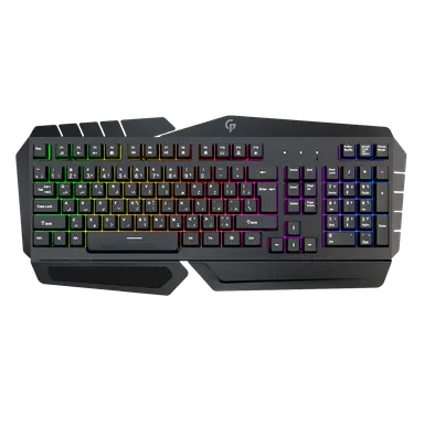 PDX212-BK | Porodo Gaming Metal Frame Gaming Keyboard Slim Full-Sized Keyboard Rainbow Lighting | Black