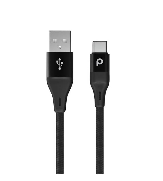 Porodo PD-ACBR12-BKPorodo Braided USB-A to Type-C (3A 1.2m)Black