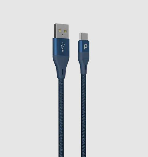 Porodo PD-ACBR12-BUPorodo Braided USB-A to Type-C (3A 1.2m)Blue