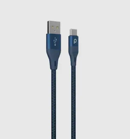 Porodo PD-ACBR12-BUPorodo Braided USB-A to Type-C (3A 1.2m)Blue - GulfStore.com