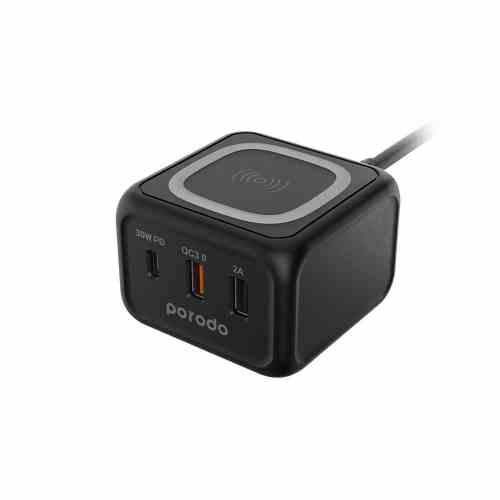Porodo Desktop Charger with 3-Ports Fast Wireless Charger PD-FWCH005-BK - Black - GulfStore.com