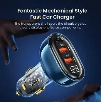 Brave 80W 3 Ports Transparent Digital Display Fast Car Charger PD & dual Q3.0 B-22 - GulfStore.com
