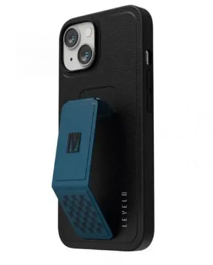 Levelo -LVLMORLevelo-PHIX14M-PCBU , Levelo Morphix Gripstand PU Leather Case For iPhone 14 Max Pacific Blue - GulfStore.com