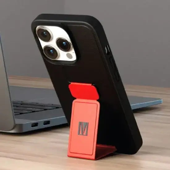 Levelo Morphix Gripstand PU Leather Case For iPhone 14 Pro LVLMORPHIX14P-RD - Red - GulfStore.com
