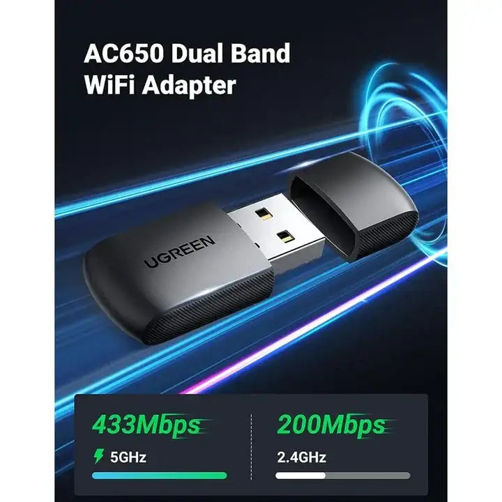 Ugreen WiFi Dongle AC600 Mini, WiFi Adapter Dual Band, USB - GulfStore.com