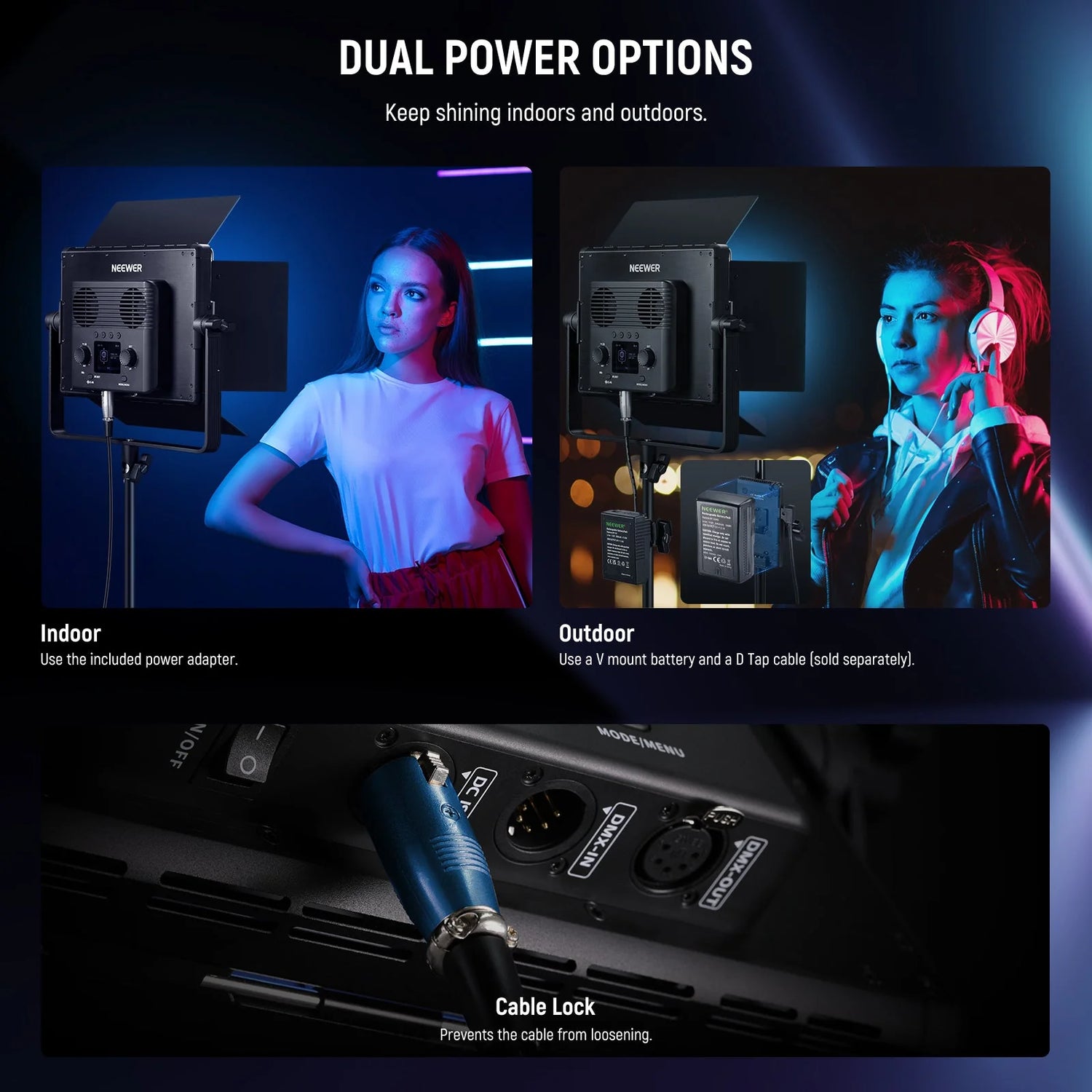 Neewer 2×PL60C VIDEO LIGHT+2×200CM LIGHT STAND+BAG (EU)