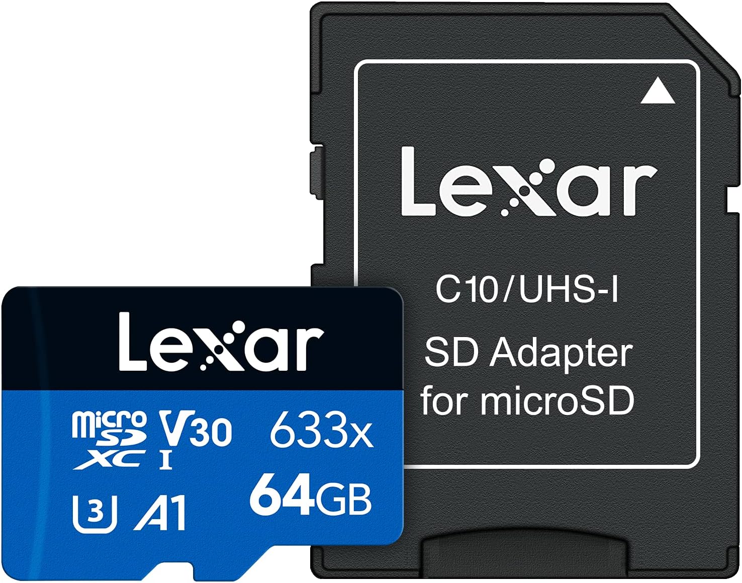 Lexar® High-Performance 633x microSDXC™ UHS-I, up to 100MB/s read 45MB/s write C10 A1 V30 U3 64GB  (LMS0633064G-BNNNG)
