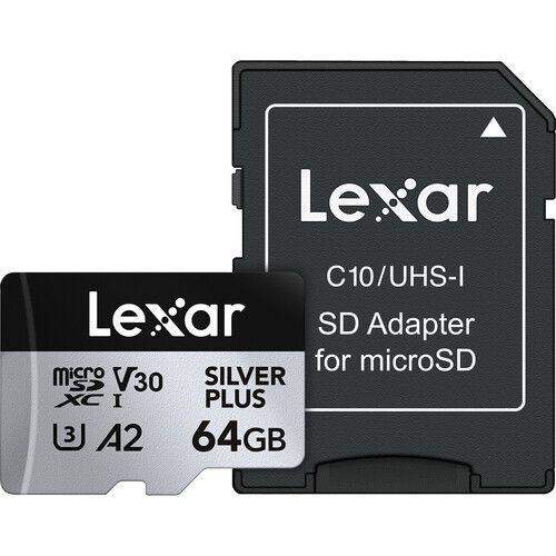 64GB Lexar® Professional SILVER PLUS microSDXC™ UHS-I cards, up to 205MB/s read 100MB/s write C10 V30 U3 - GulfStore.com