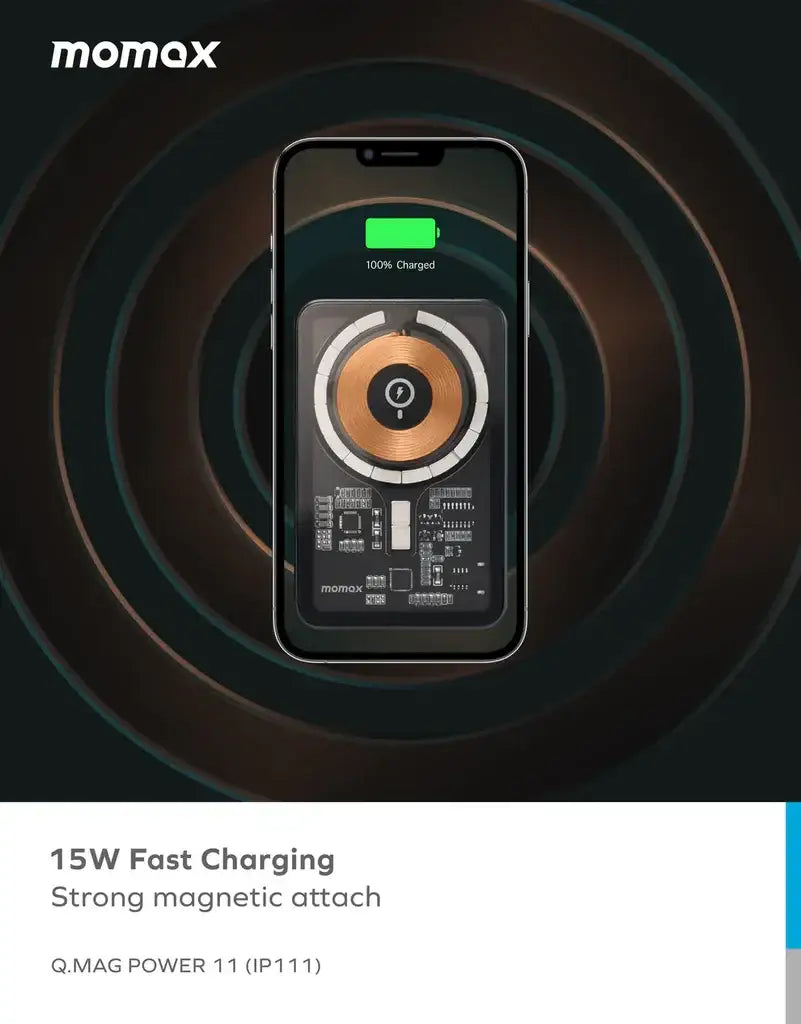 Momax Q.Mag Power 11 10000mAh Magnetic Wireless Battery Pack with Stand - Dark Grey - GulfStore.com