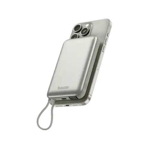BAZIC GOPOWER FUSION MAG 10K, MAGSAFE POWERBANK WITH BUILT-IN USB-C CABLE - PEBBLE - GulfStore.com