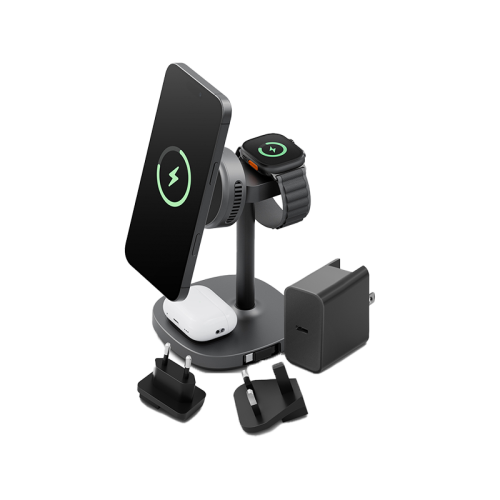 MAG-ARCSTD65-GUN | ENERGEA Magarctic Stand | 4-In-1 Thermo Cool Charg In g Stand With Retractable Cable And 65W Charger | Gunmetal - GulfStore.com