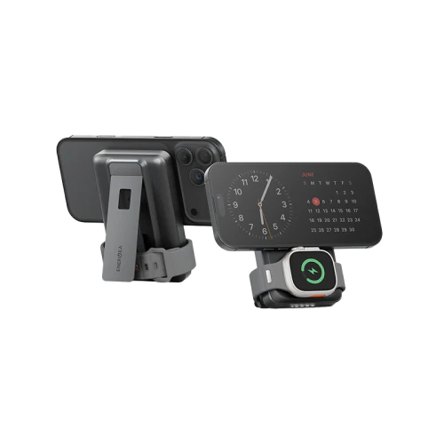 MP-PRO35S-GUN | ENERGEA Magpac Pro 35S | 10000Mah Semi Solid State Qi2 Power Bank With Built-In Cable And Stand PD35W | Gun/Blk