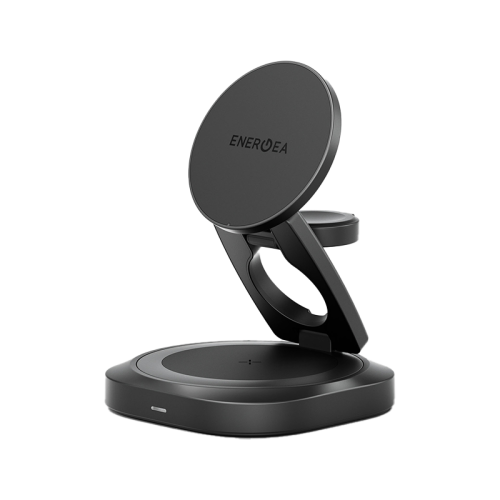 AM-GYRO-GUN | ENERGEA Alumag Gyro | 360 Rotating Base 3In1 Foldable Qi2.2 Aluminium Wireless Charger 25W | Gunmetal - GulfStore.com