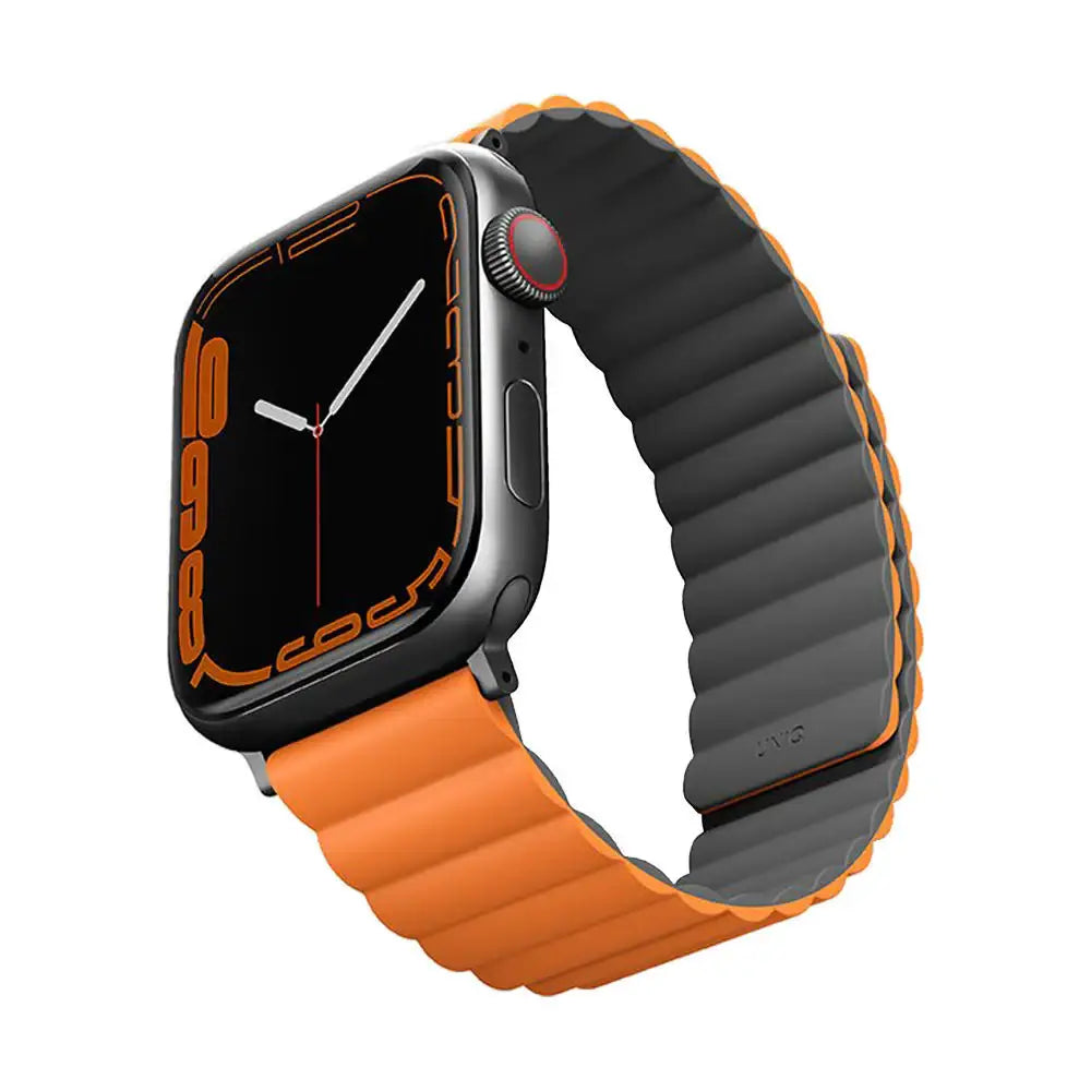 Uniq Revix Reversible Magnetic for Apple Watch Strap 42/44/45mm - Charcoal Grey/Orange - GulfStore.com
