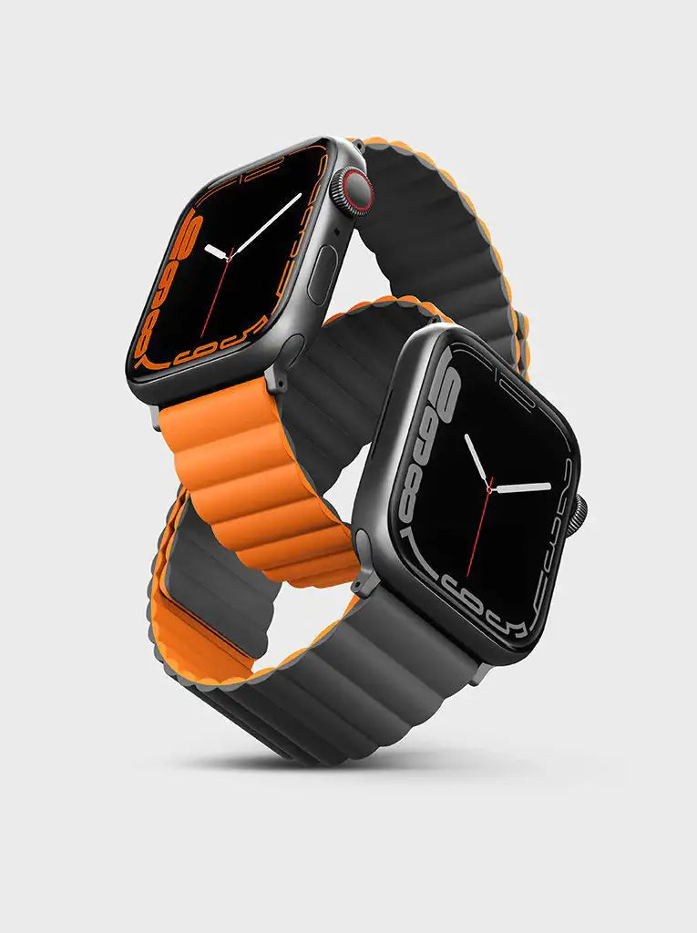 Uniq Revix Reversible Magnetic for Apple Watch Strap 42/44/45mm - Charcoal Grey/Orange - GulfStore.com