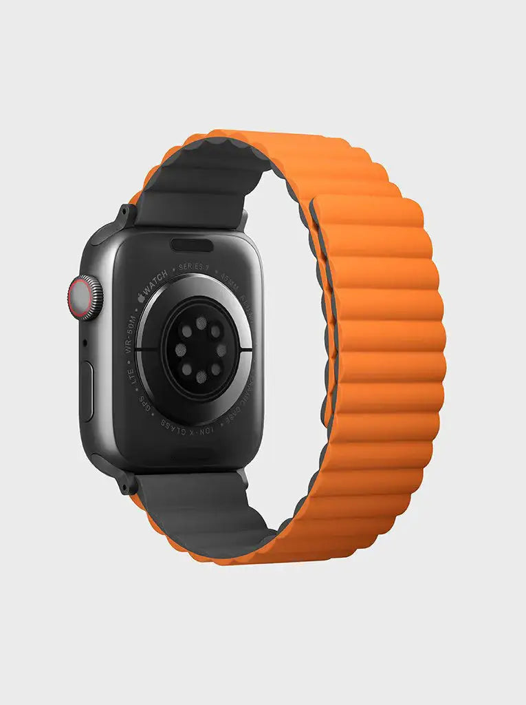 Uniq Revix Reversible Magnetic for Apple Watch Strap 42/44/45mm - Charcoal Grey/Orange - GulfStore.com