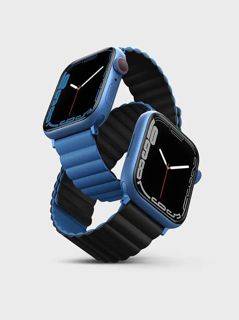 Uniq Revix Reversible Magnetic for Apple Watch Strap 42/44/45mm - Caspian Blue/Black - GulfStore.com
