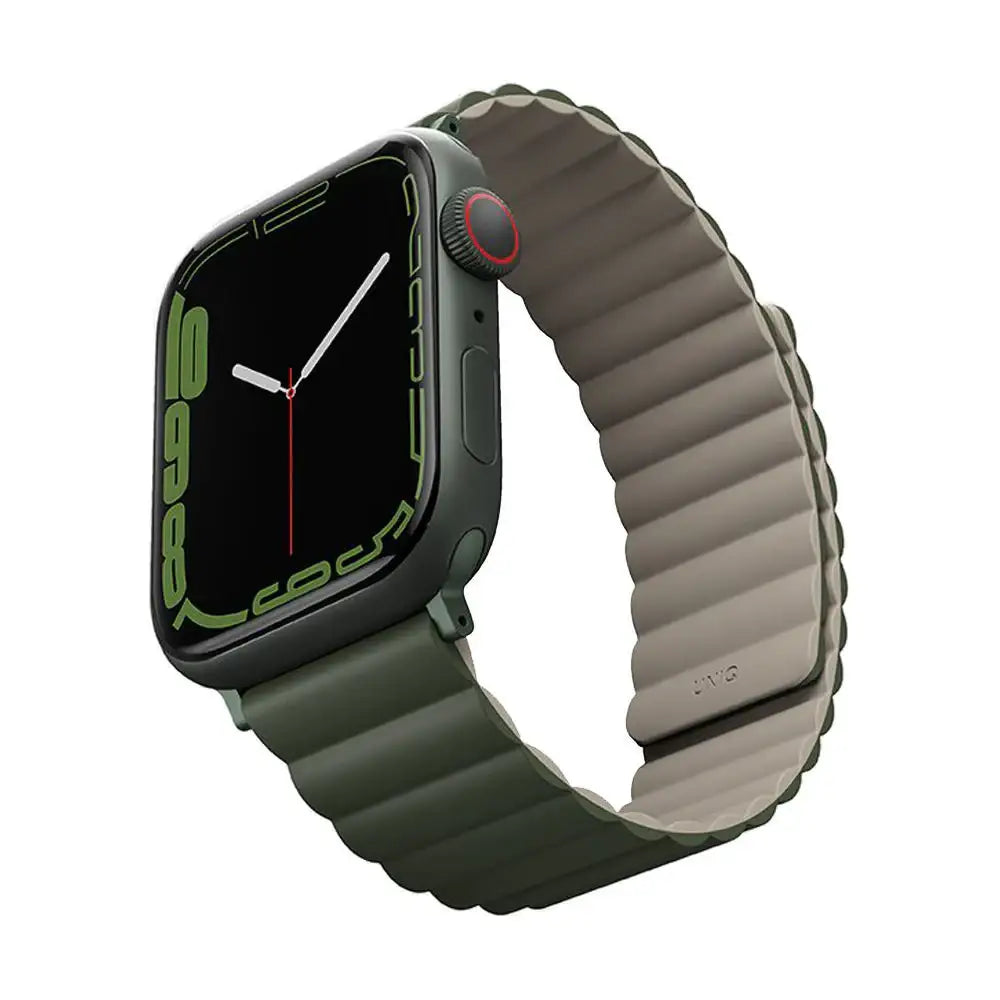 Uniq Revix Reversible Magnetic for Apple Watch Strap 42/44/45mm - Pine Green/Taupe - GulfStore.com