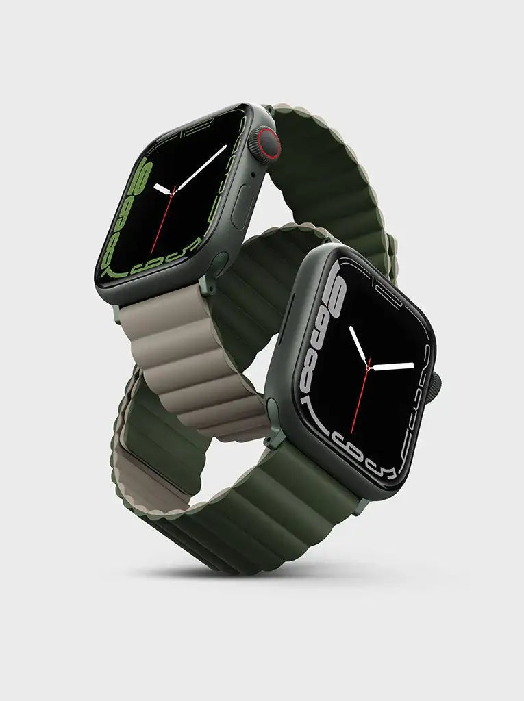 Uniq Revix Reversible Magnetic for Apple Watch Strap 42/44/45mm - Pine Green/Taupe - GulfStore.com