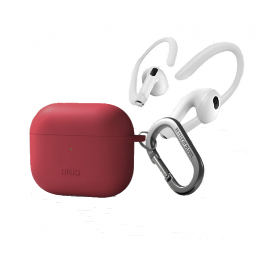 Uniq Nexo Silicone Hang Case with Sports Ear Hooks for Airpods 3 - Coral