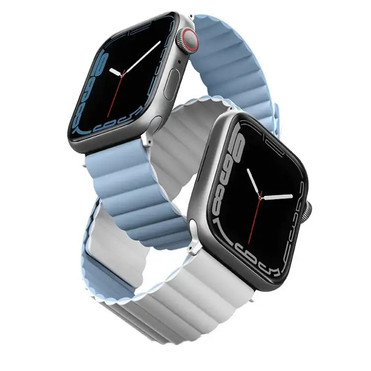 UNIQ Revix Reversible Magnetic Apple Watch Strap / Size 44 & 45 - Blue & White - GulfStore.com