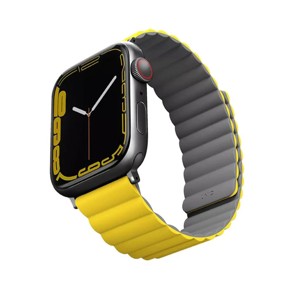Uniq Revix Silicone Magnetic Strap for Apple Watch 42, 44, 45mm - mustard-khaki