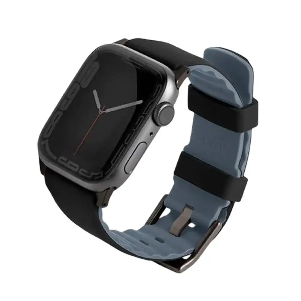 UNIQ Linus Airosoft Silicone Apple Watch Strap 45/44/42mm - Midnight Black - GulfStore.com