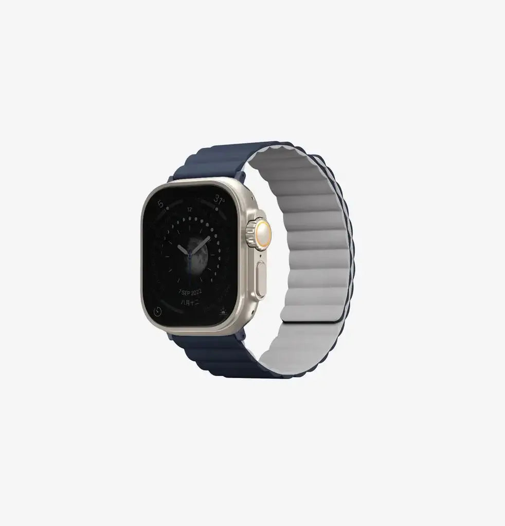 UNIQ REVIX REVERSIBLE MAGNETIC APPLE WATCH STRAP 49/45/44/42MM - STORM BLUE/ CHALK GREY - GulfStore.com
