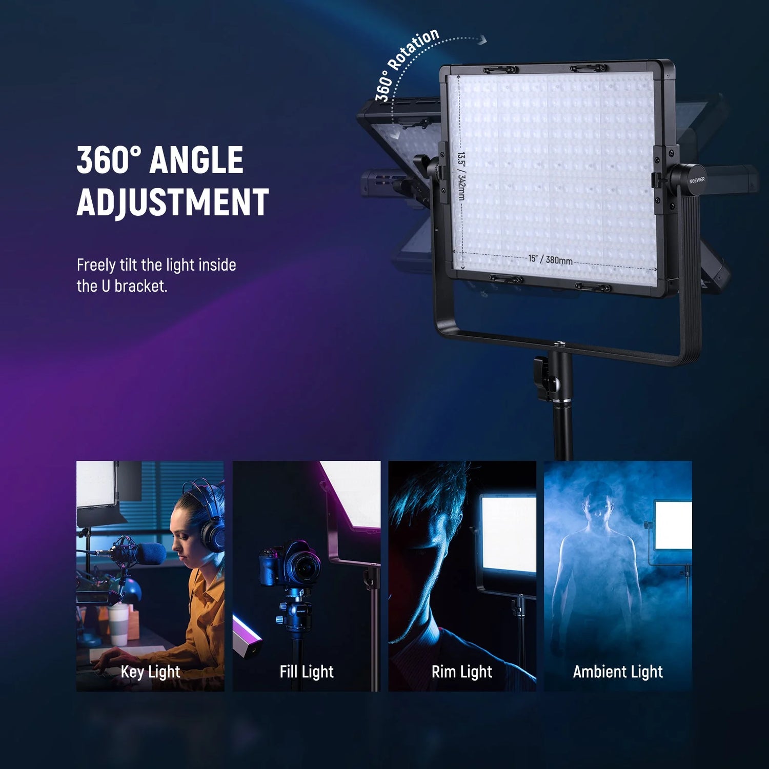 Neewer 2×PL60C VIDEO LIGHT+2×200CM LIGHT STAND+BAG (EU)