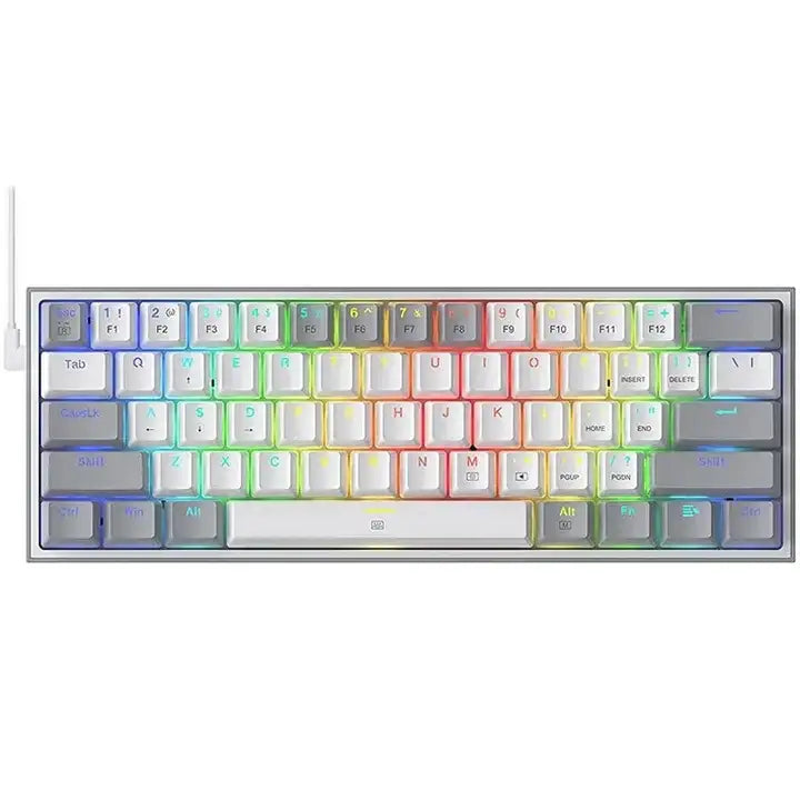Redragon Fizz Rgb Wired Mechanical Gaming Keyboard - White/grey (Dust-proof Red) (English&arabic) - GulfStore.com