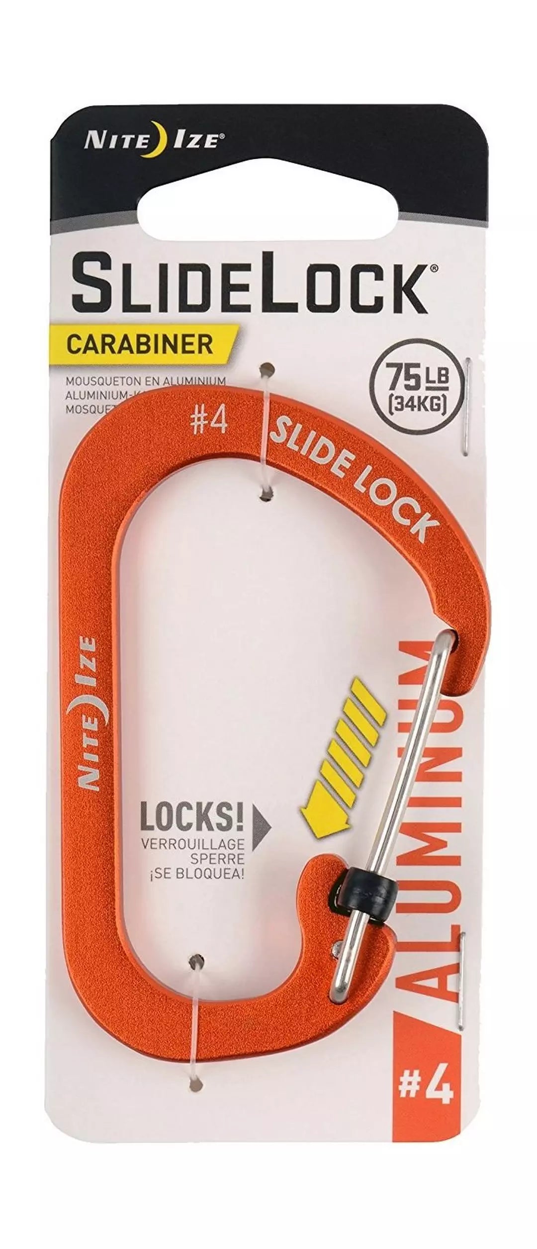 NiteIze | CSLA4-19-R6 | SlideLock® Carabiner Aluminum #4 | Orange