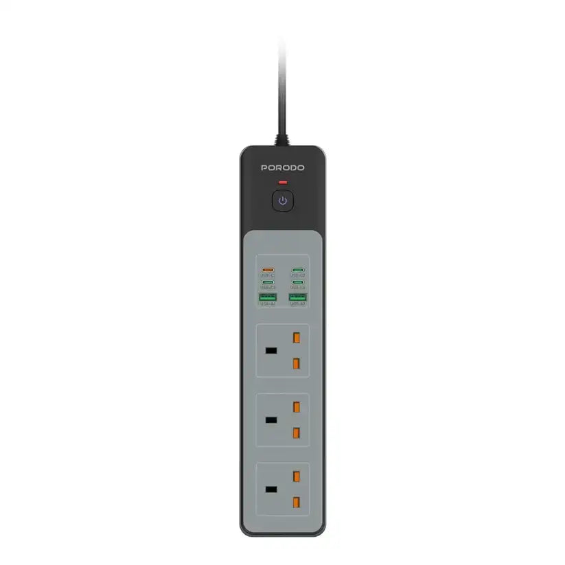 FWCH052- BK | Porodo 3AC | 45W | 300W Power Strip | Black - GulfStore.com