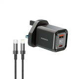 Porodo Dual-Port | Digital Display Quick Charger with Cable Type C To Lightning cable - GulfStore.com