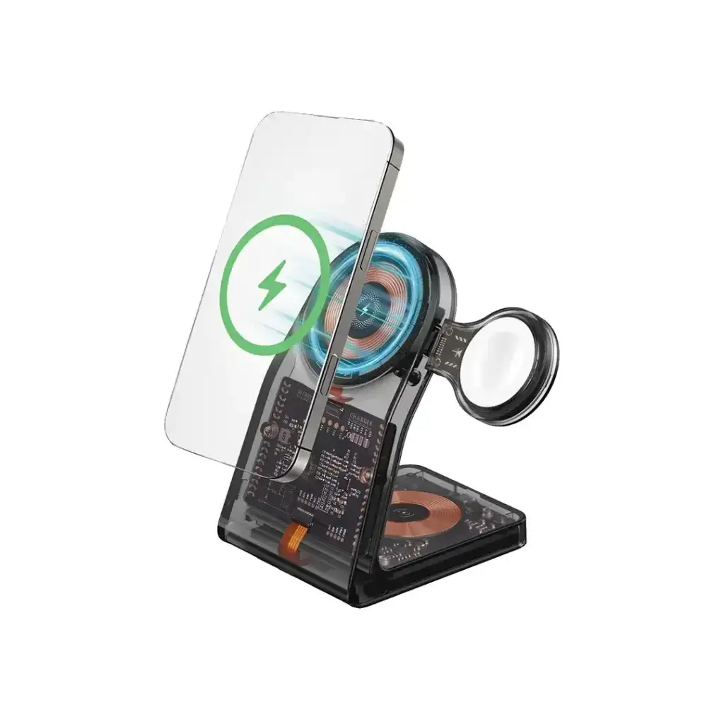 Porodo Transparent Shell Wireless Charging Stand(PD-FWCH062-BK) - GulfStore.com