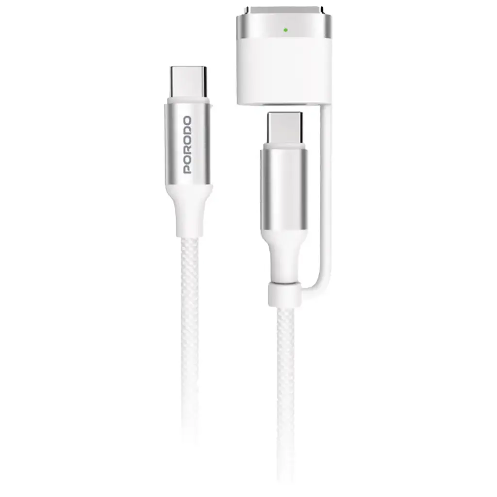 PDCBL0039 | Porodo 2-In-1 Cable Magsafe 3 Charging Cable With USB-C To USB-C 1.2M | White - GulfStore.com