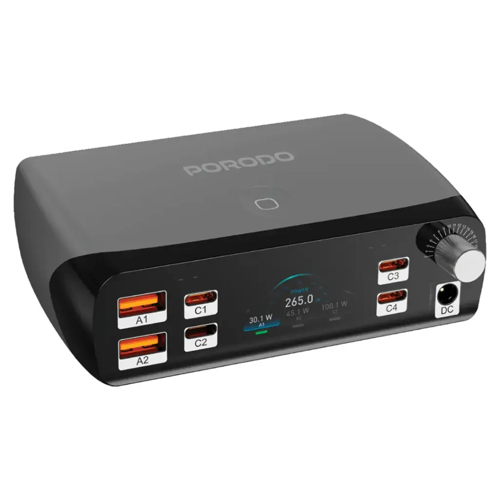 PDFWCH090BK | Porodo PowerGate Smart Charging Station | Black - GulfStore.com