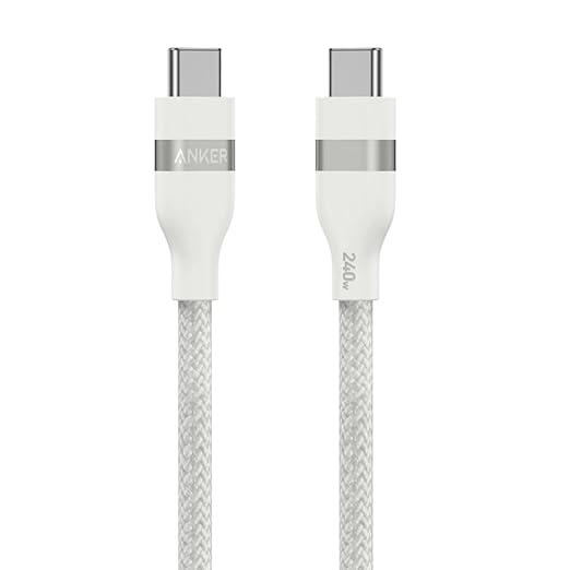 A82E2021 | Anker Nano USB-C to USB-C Cable | 240W | 3ft / 0.9 M | Upcycled - Braided | White