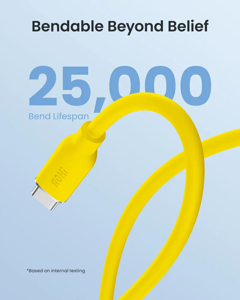 AOHI 140W PD 3.1 USB C to USB C Fast-charging Silky Cable 3.3ft - Yellow
