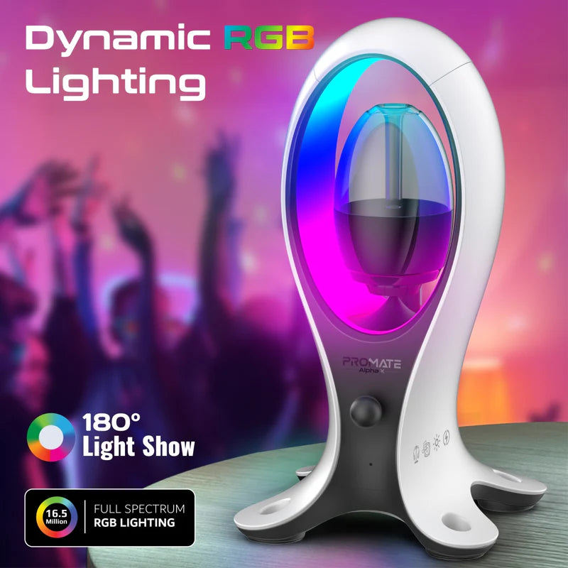 مكبر صوت PROMATE بقوة 5 واط ديناميكي عالي الدقة ثنائي الوضع RGB مع حامل سماعات رأس وموزع USB