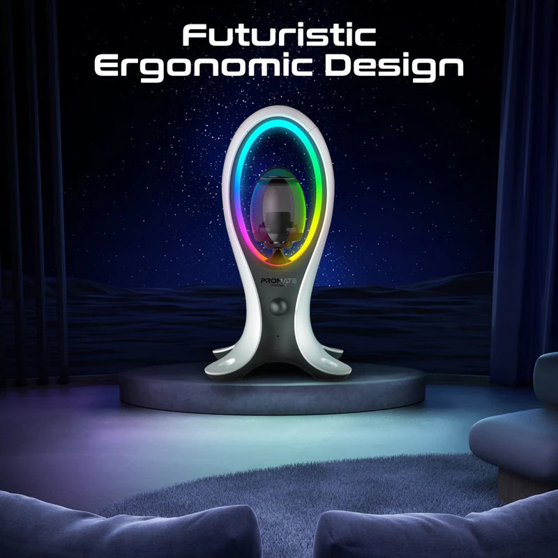 مكبر صوت PROMATE بقوة 5 واط ديناميكي عالي الدقة ثنائي الوضع RGB مع حامل سماعات رأس وموزع USB