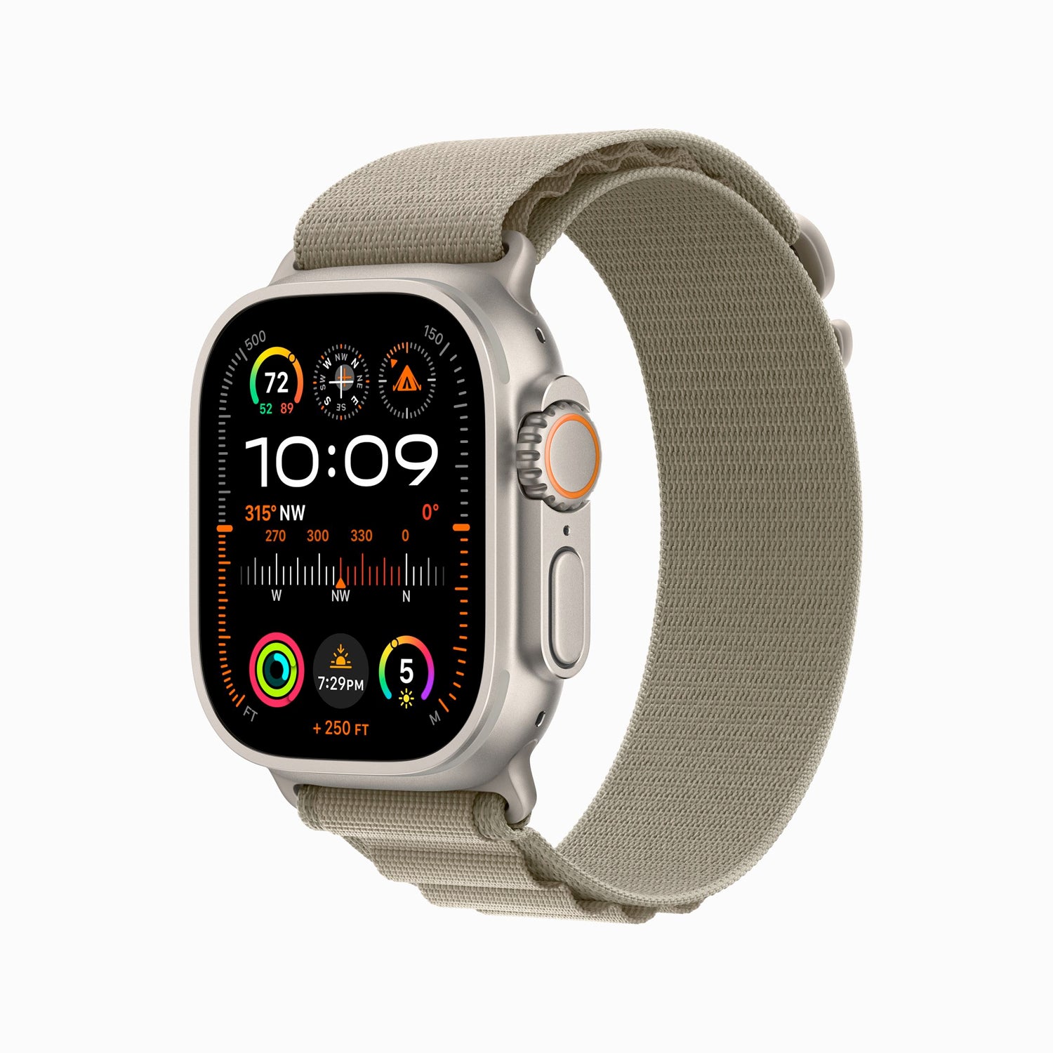 Apple Watch Ultra 2 GPS + Cellular, 49mm Titanium Case with Olive Alpine Loop