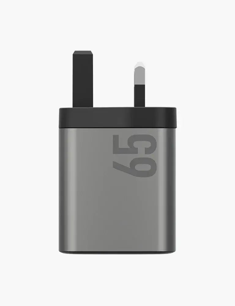 ENERGEA | Ampcharge 2-Port USB-C And 1-Port USB-A 65W GaN Wall Charger | Gun metal - GulfStore.com