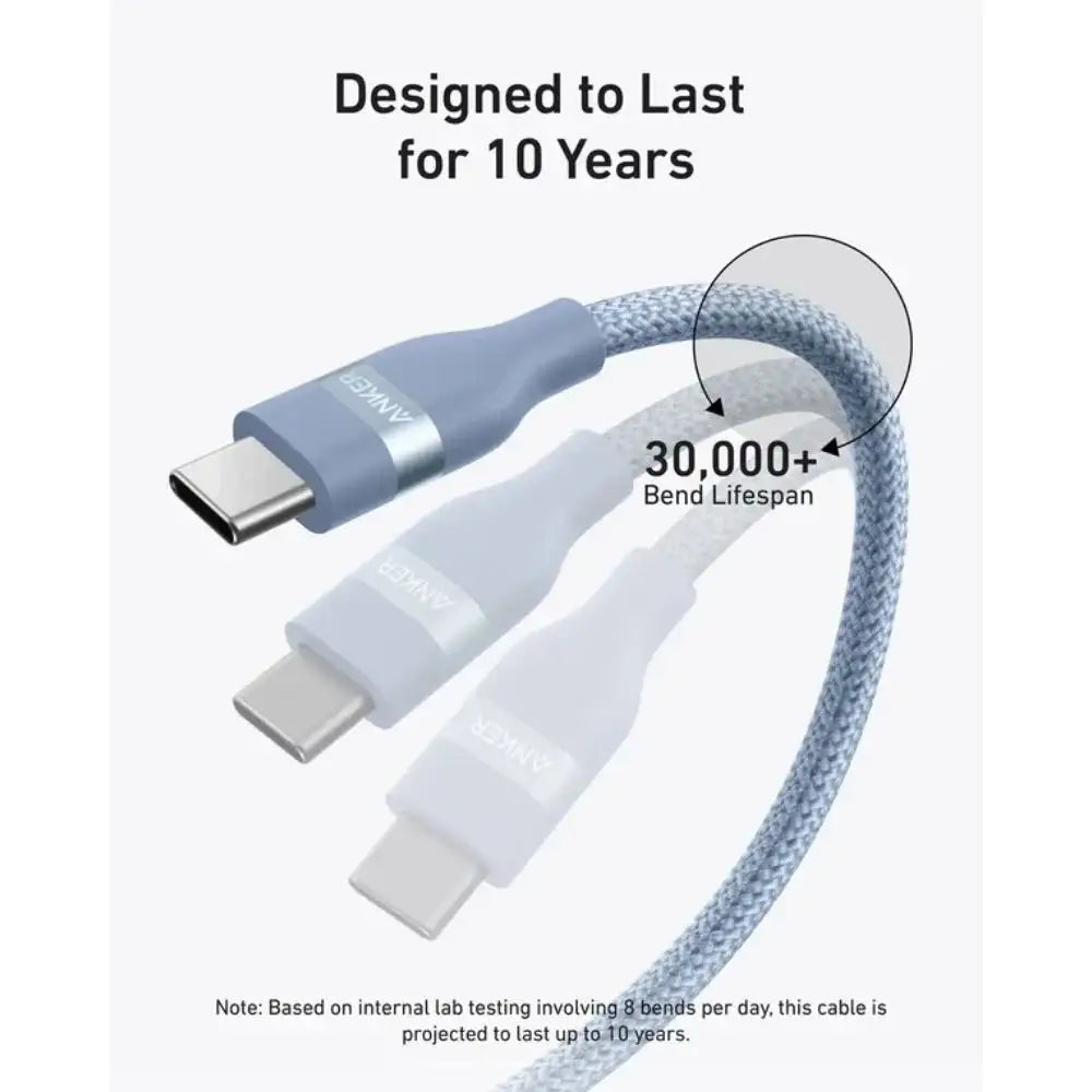 Anker USB-C to USB-C Cable 240W (Upcycled-Braided) (1.8m/6ft) (Blue) - GulfStore.com