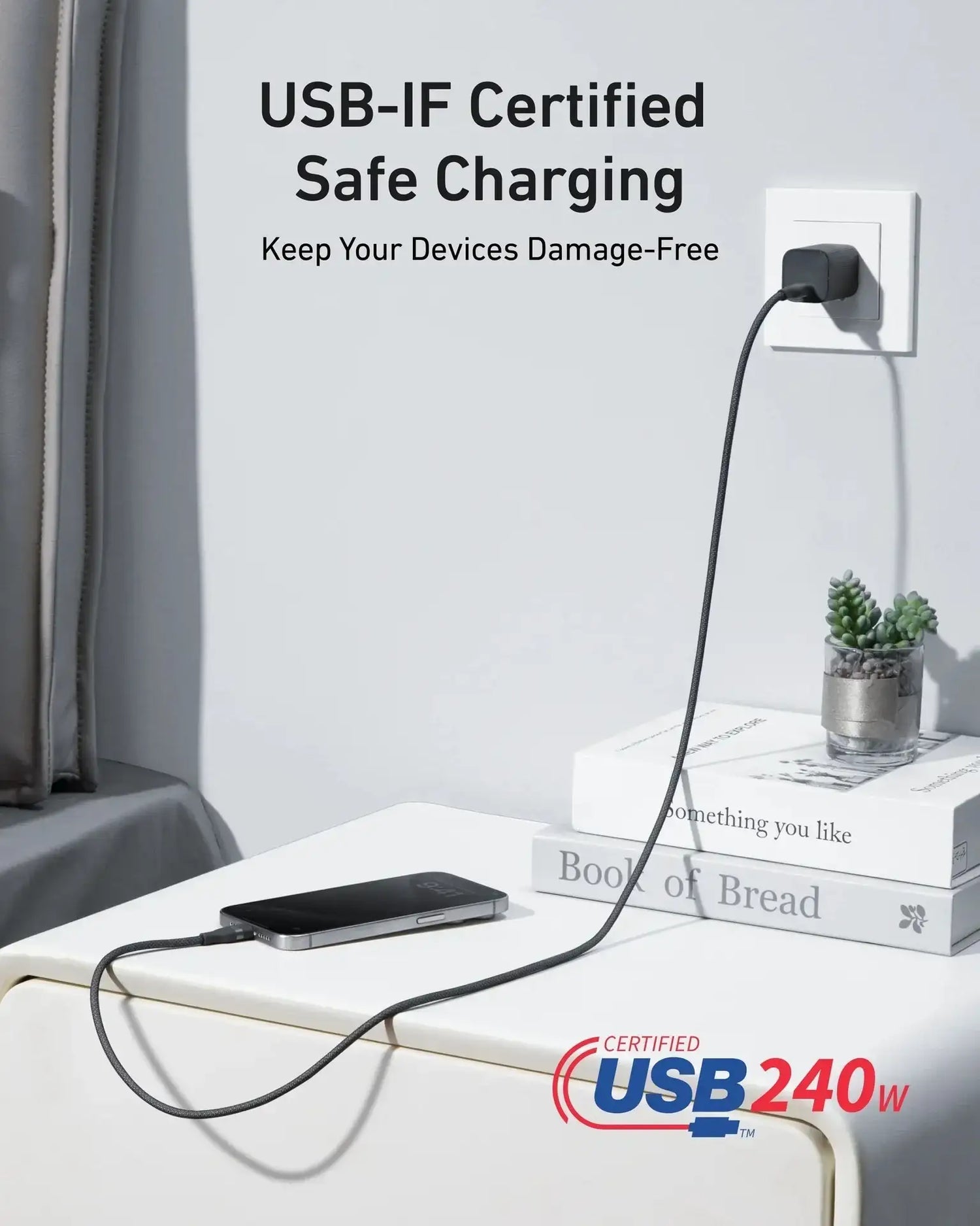 A82E2H11 Anker USB-C to USB-C Cable 240W (Upcycled-Braided) (0.9m/3ft) -Black - GulfStore.com