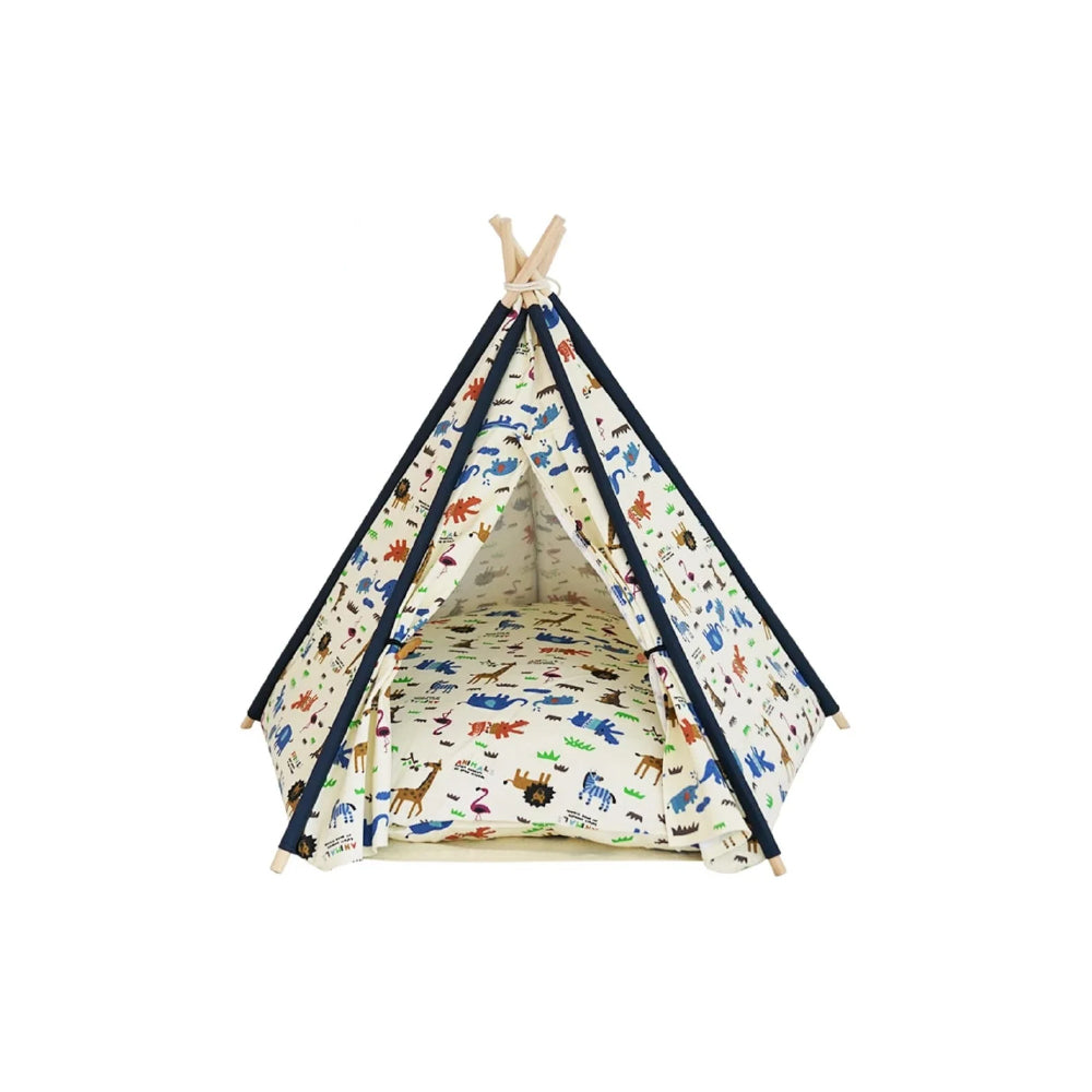Pet Teepee Tent for Dogs & Cats – animals pattern