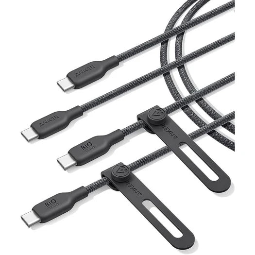 B80E6011 | Anker 543 USB-C to USB-C Cable | 240W | 6ft / 1.8 M | Bio - Nylon | 2-Pack | Black