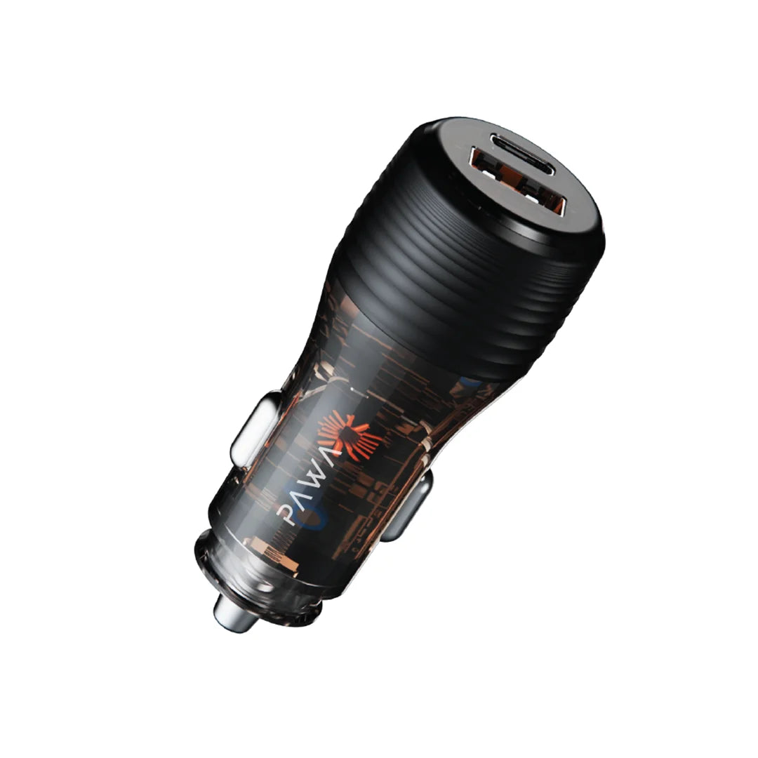 PW-CC51WCA1-TP | PAWA Solid Car Charger Dual Port PD+QC 51W | Transparent