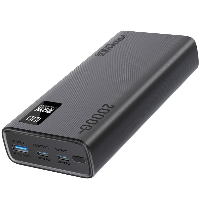 Promate Bolt-20PD+.Black 20000mAh Power Bank with 35W USB-C Power Delivery - GulfStore.com