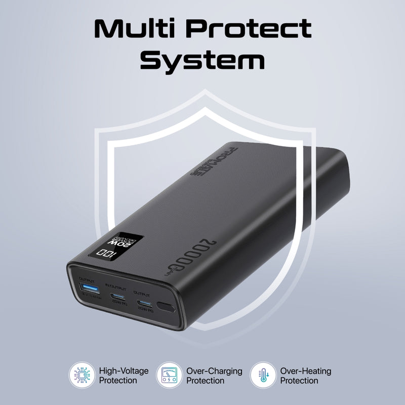 Promate Bolt-20PD+.Black 20000mAh Power Bank with 35W USB-C Power Delivery - GulfStore.com