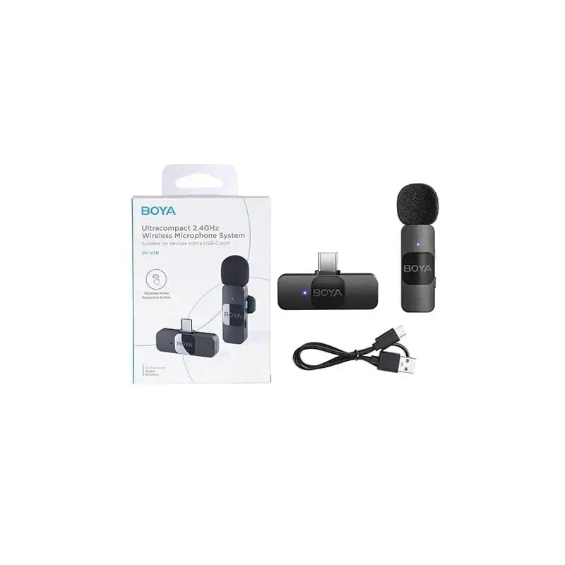 BOYA Smallest 2.4Ghz Wireless Microphone for Type-C device (1TX+1RX) - Black BY-V10 - GulfStore.com
